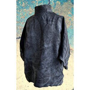 Vintage F B Fogg Black Top One Size Side Neck Zip Dolman Sleeves Art to Wear